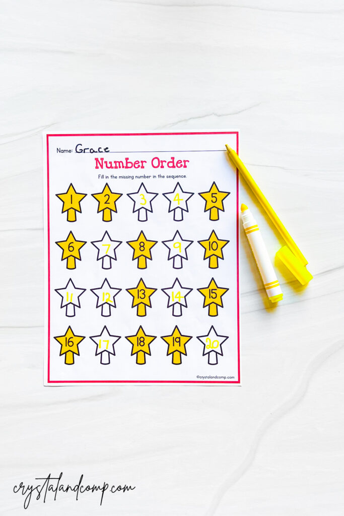 christmas ornament math number order printables