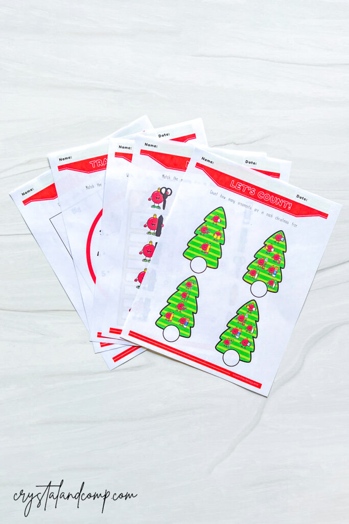 christmas ornament preschool printables
