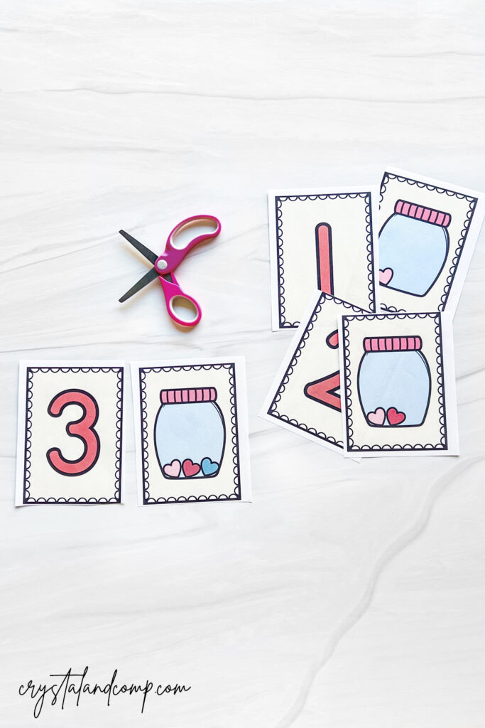 valentine counting hearts matching game