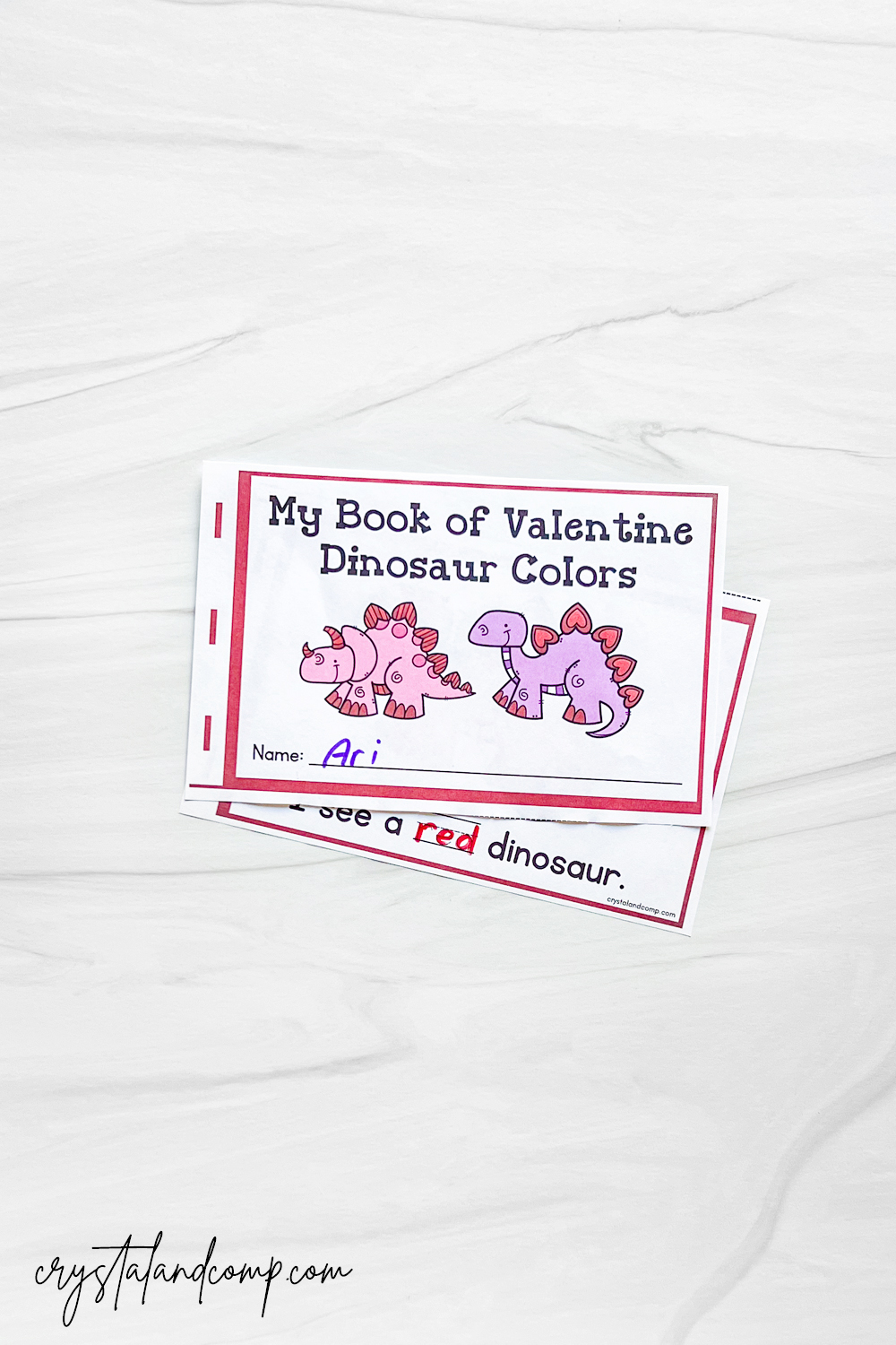Valentine Dinosaur Printable Book