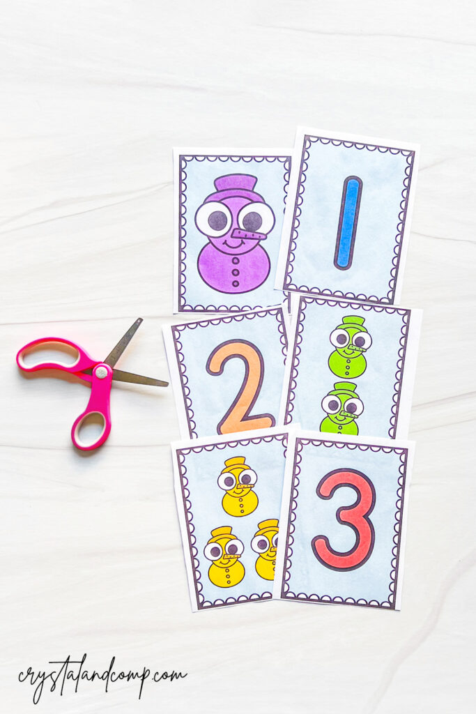 winter snowman numbers matching game