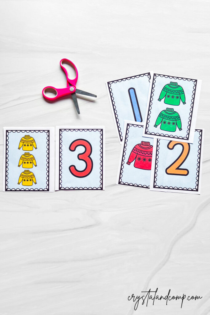 winter sweater numbers matching game
