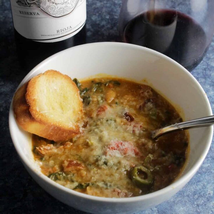 Image for White Bean Stew with Sausage and a Rioja