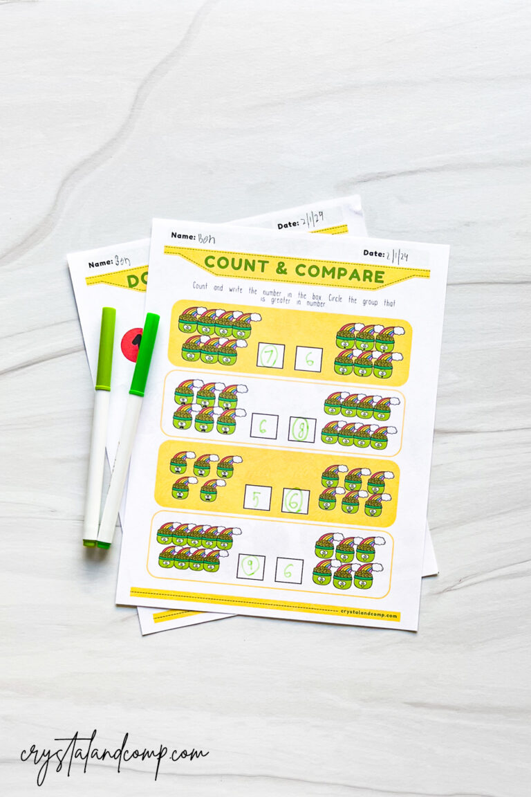 pot of gold counting math printables
