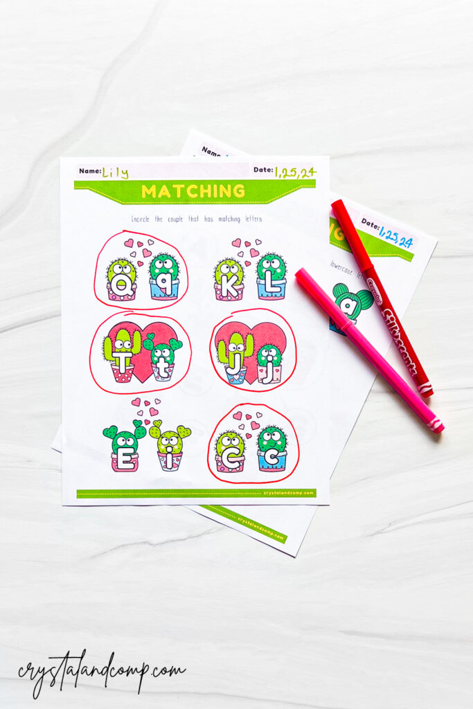 valentine cactus alphabet printables for preschoolers