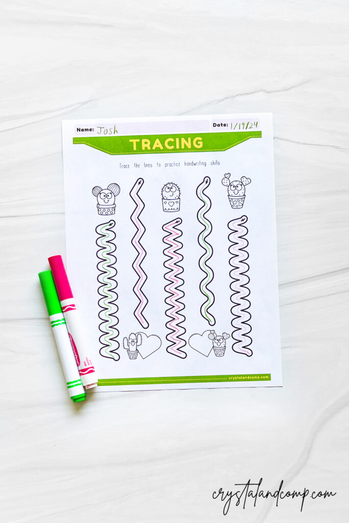valentine cactus handwriting printable