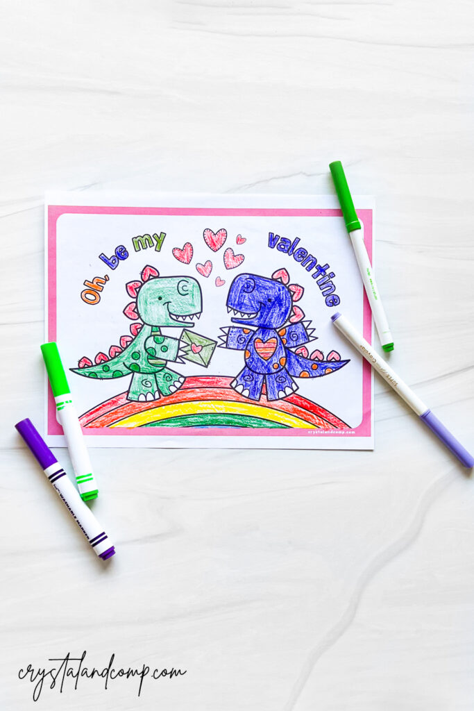 valentine dinosaur preschool coloring pages