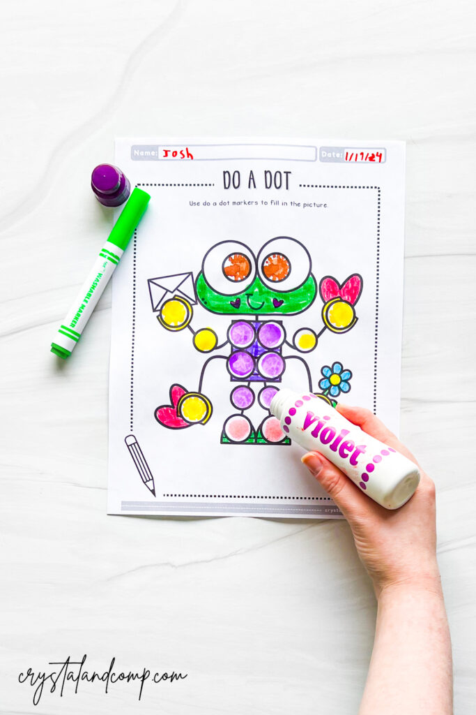 Valentine Robot Do a Dot marker art