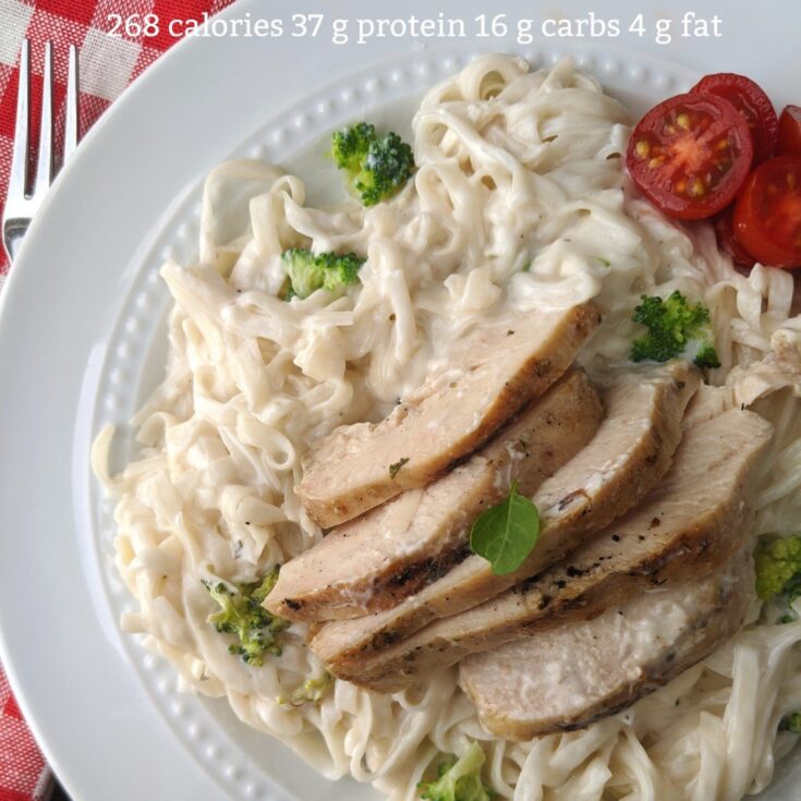 Image for Low Calorie Chicken Alfredo Pasta {Low Carb and Gluten- Free}