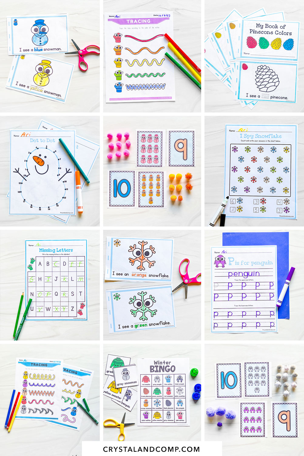 winter preschool printables