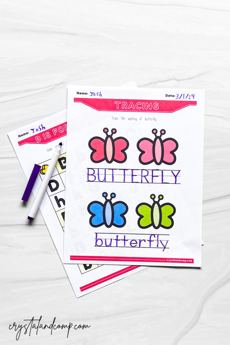 butterfly handwriting alphabet printables