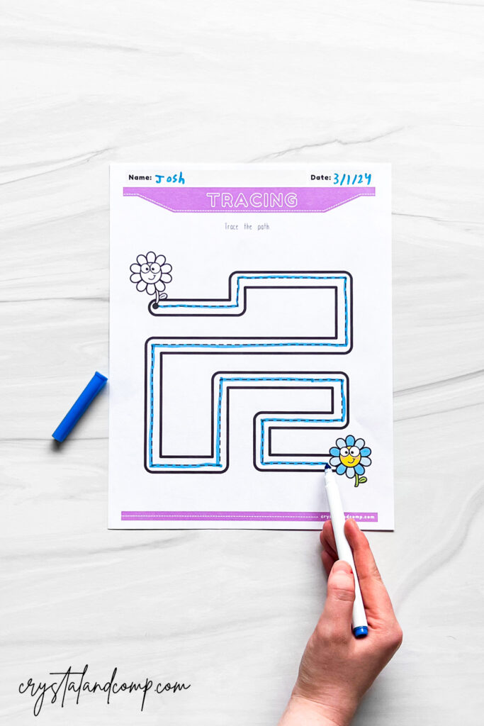 flower trace the path printables