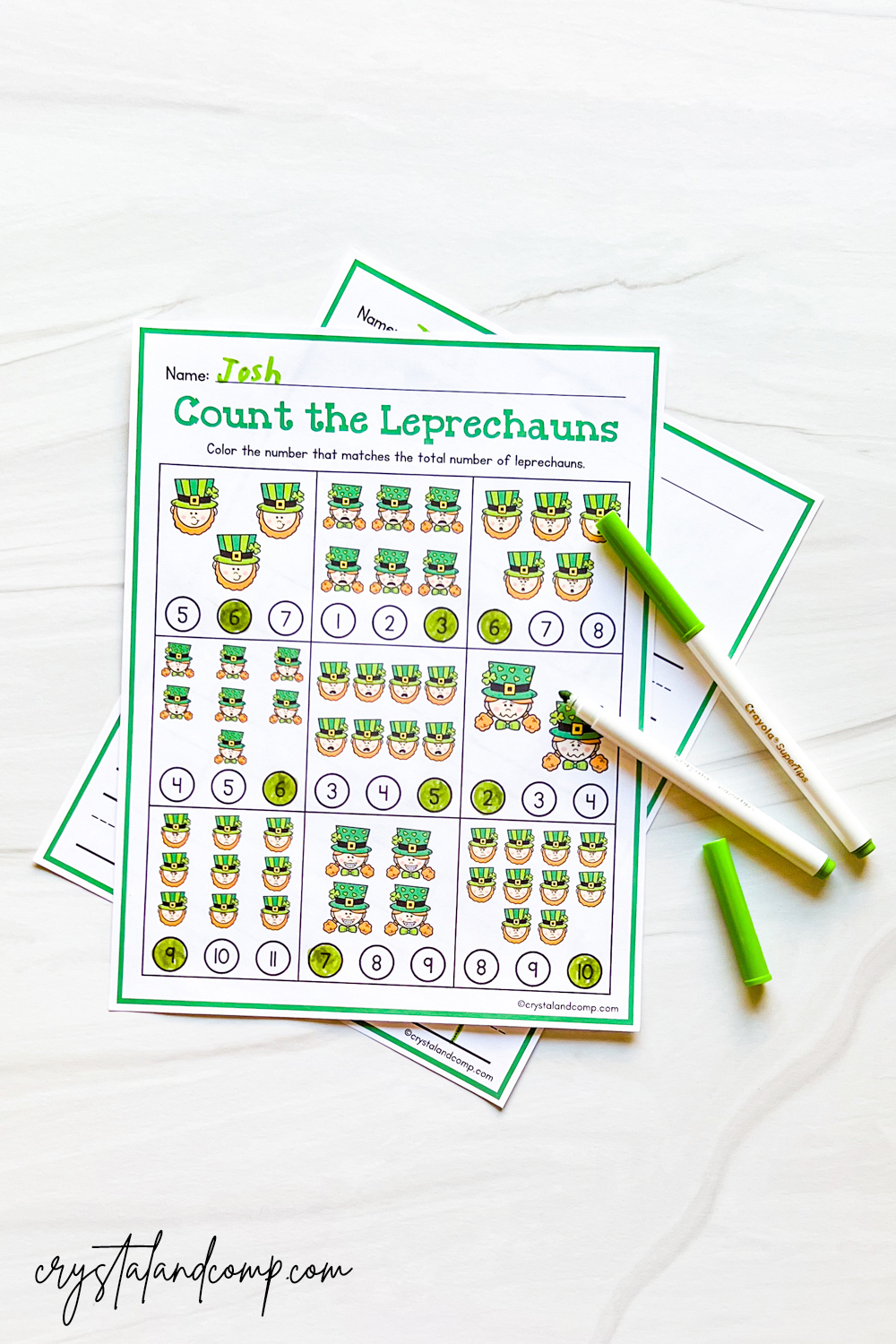leprechaun counting preschool printables