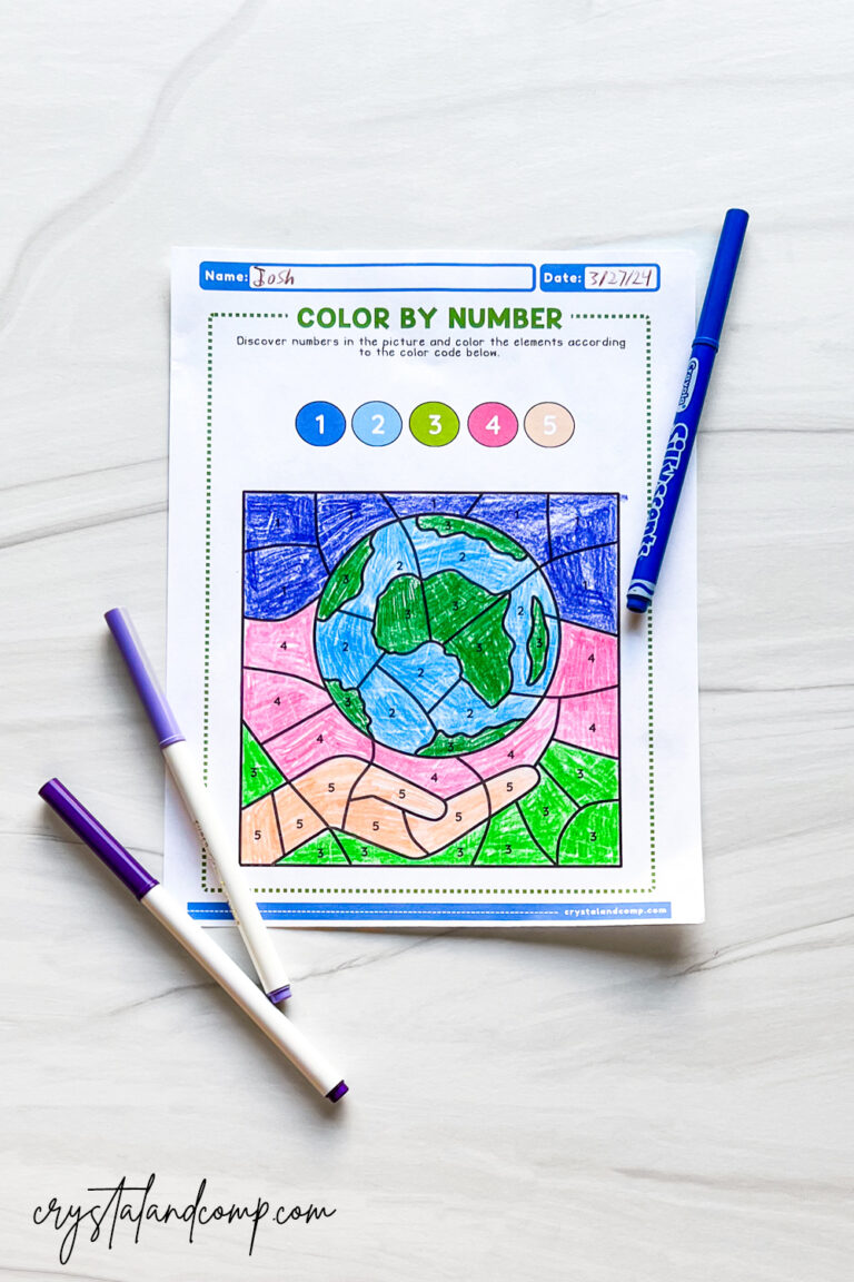 Earth Day hands Color by Number Printables