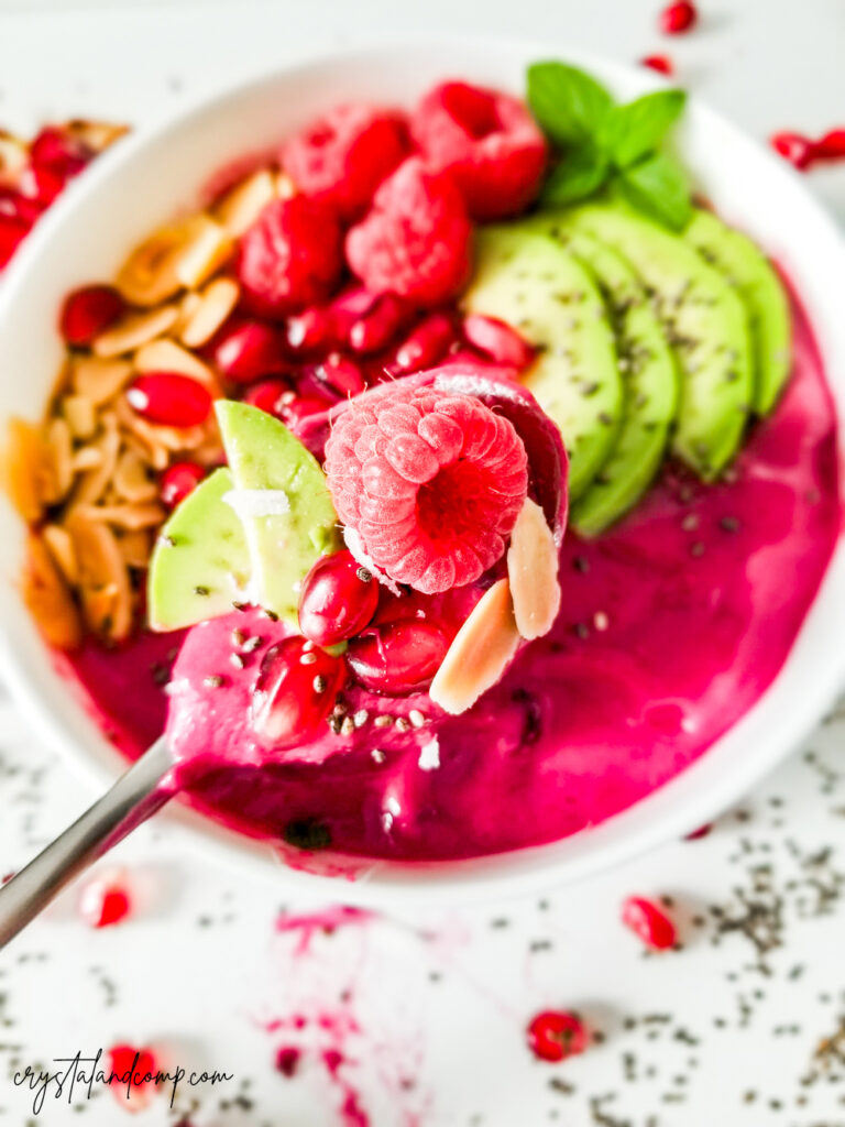 Pomegranate Smoothie Bowl Recipe closeup