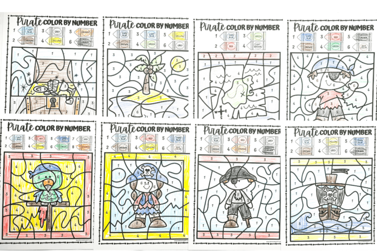 Image for Free Pirate Color by Number Worksheets