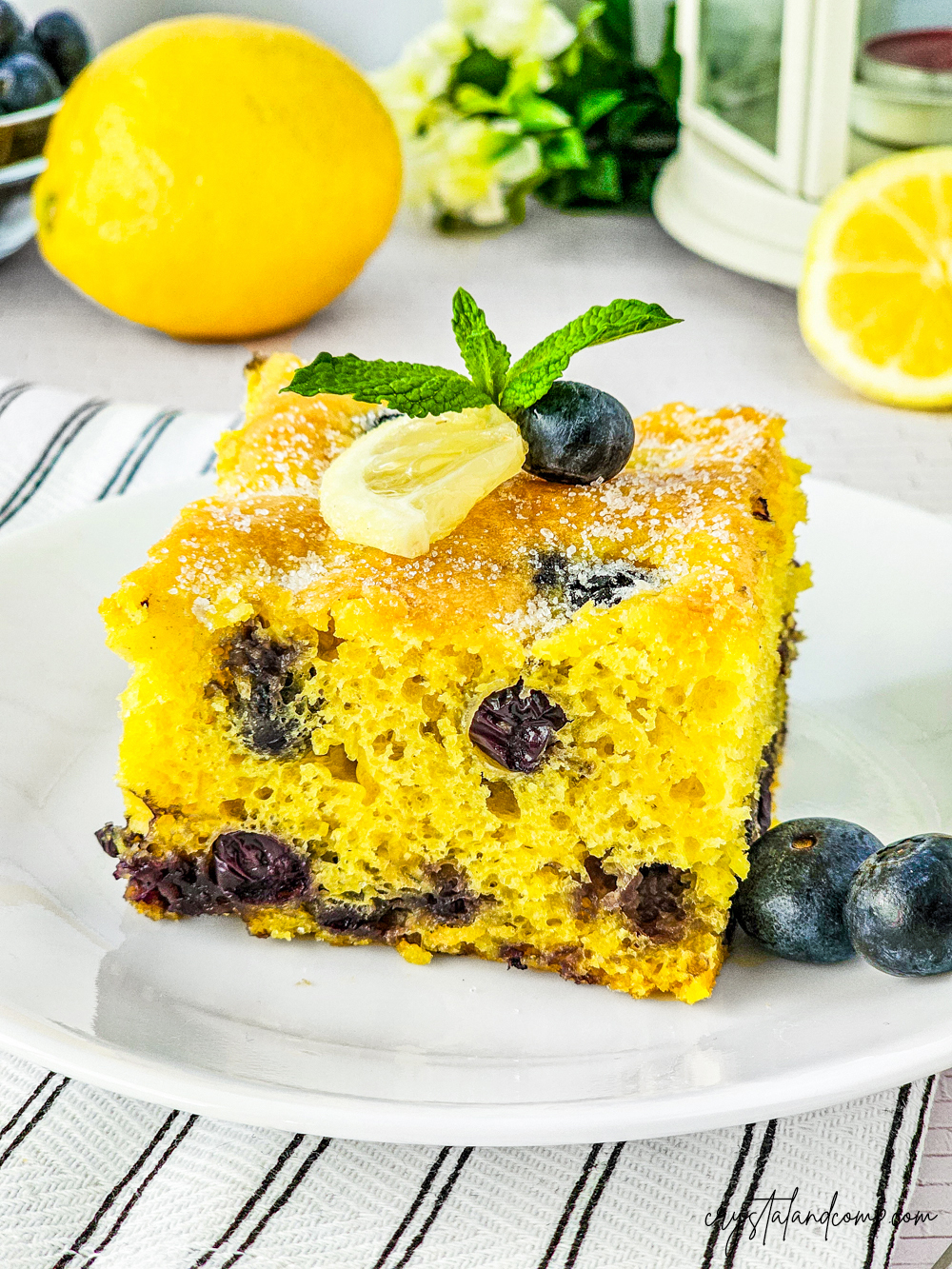 Lemon Blueberry Breakfast Cake closeup