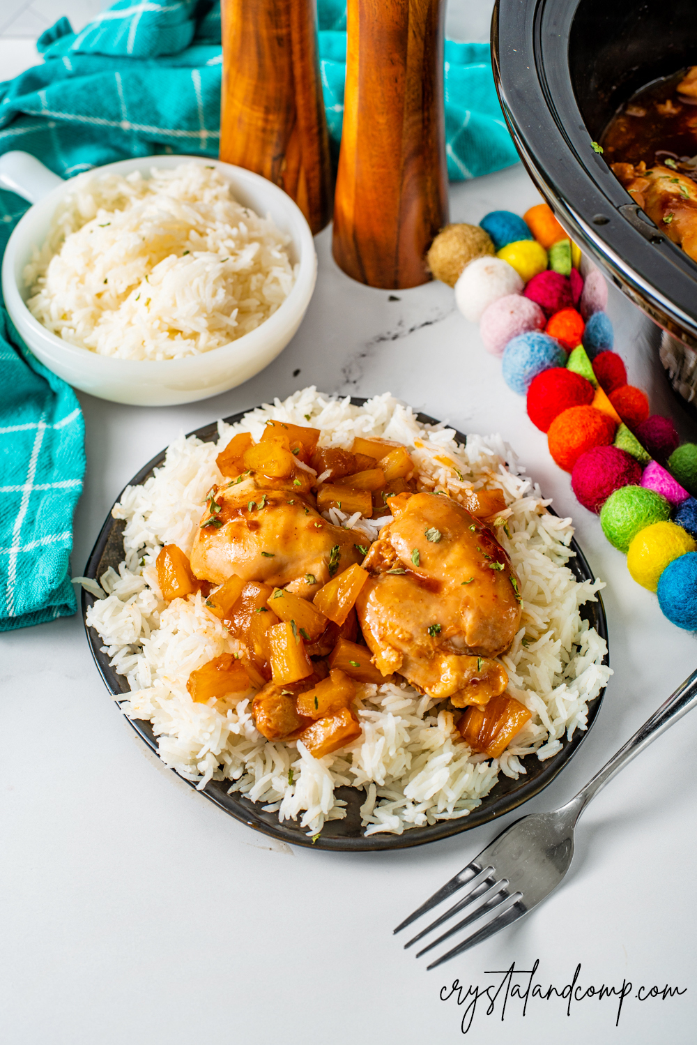 Crockpot Pineapple Chicken with sweet sauce