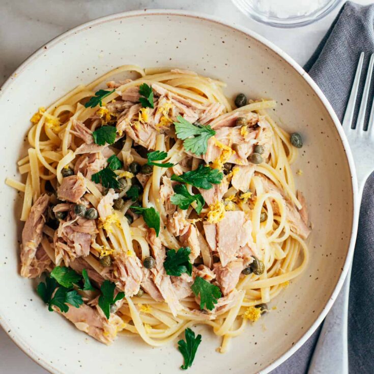 Image for Canned Tuna Pasta (Easy, No-Cook Sauce!)