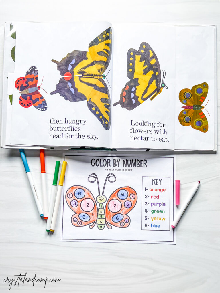 Waiting for Wings Book Companion color by number Printables