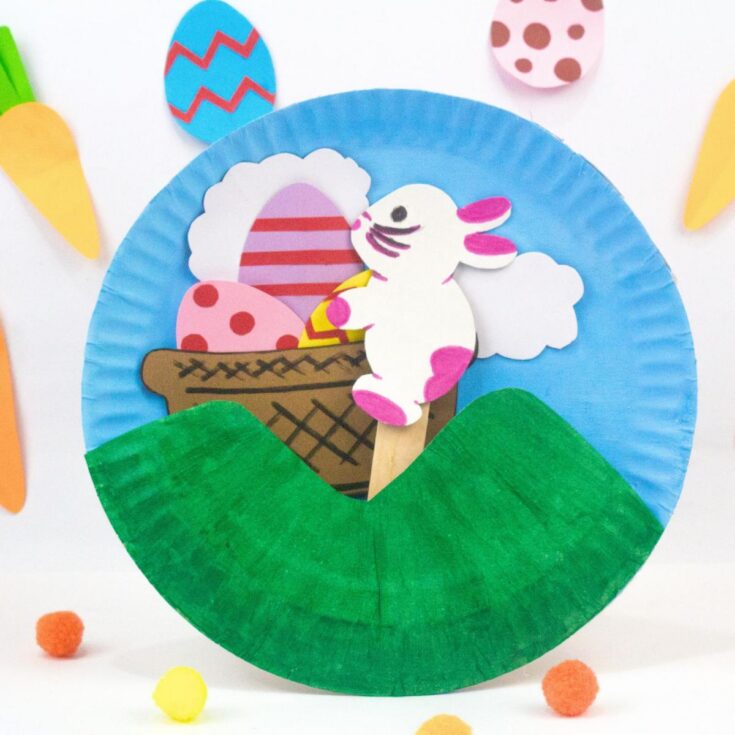 Image for Easter Bunny Paper Plate Puppet Craft (Free Template)