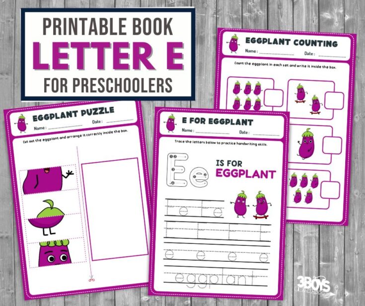 Image for E is for Eggplant Preschool Worksheets