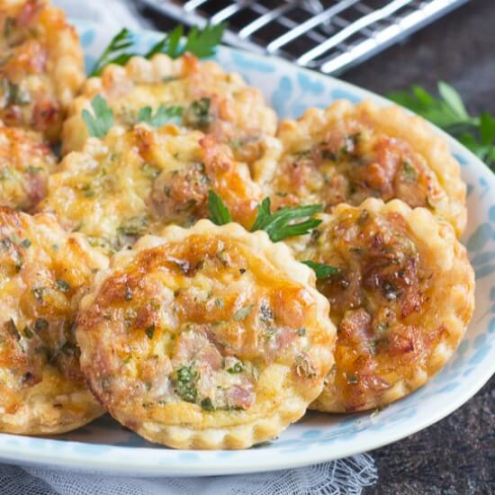 Image for Ham & Cheese Mini Quiche Recipe with Puff Pastry