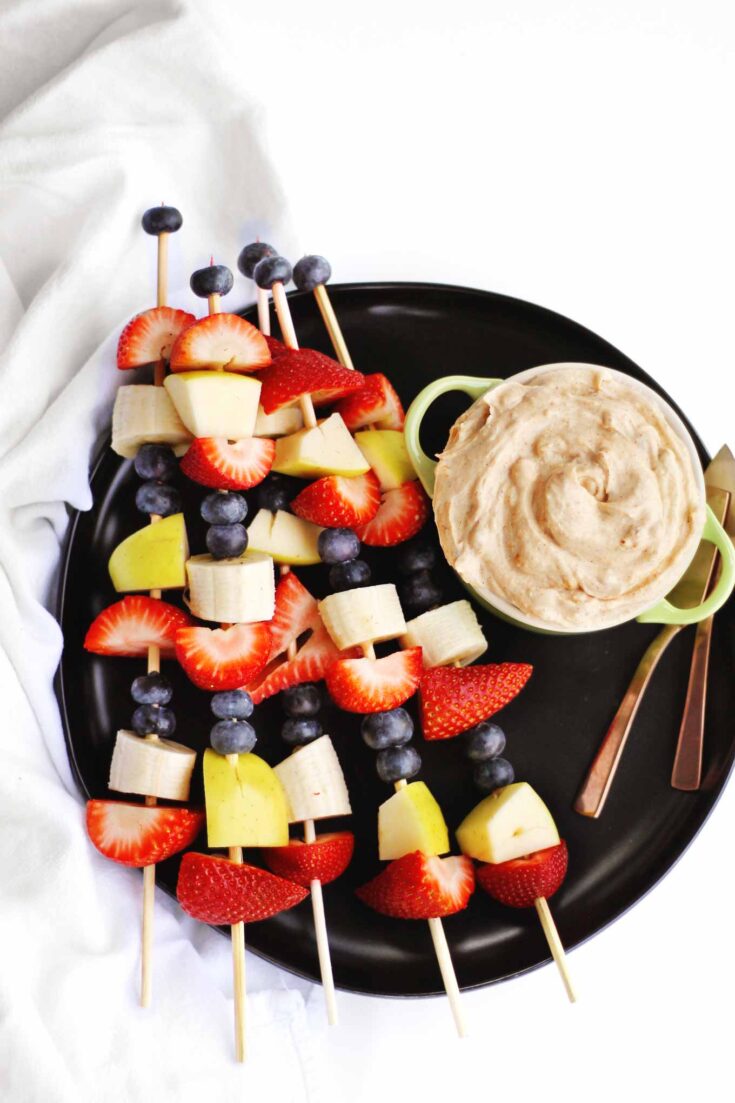 Image for Fruit kabobs with yogurt peanut butter dip