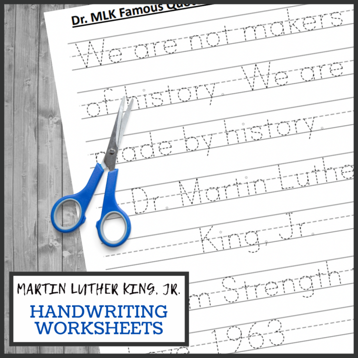Image for Black History Month Printables: MLK Handwriting Worksheets