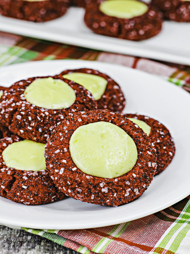 Red Velvet Cheesecake Thumbprint Cookies with spinkles